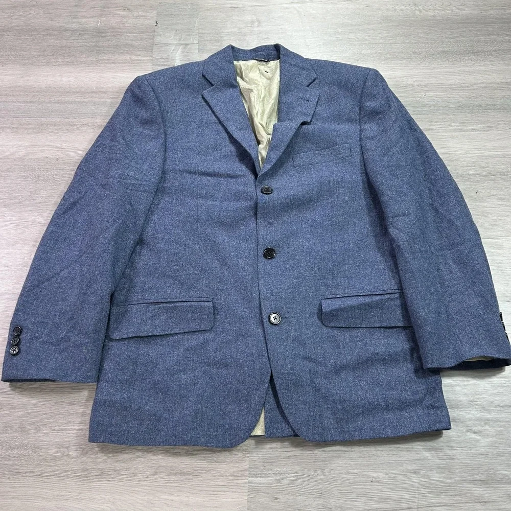 Patrick James Blazer Mens 38S Blue Wool Cashmere Sport Coat Lanificio di Pray‎